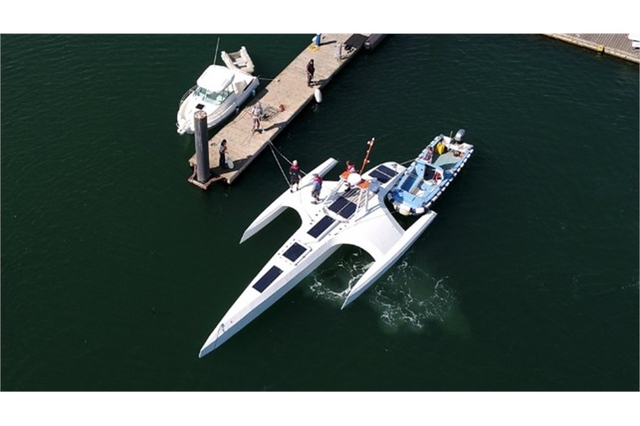AI and Solar Powered Marine Research Vessel Mayflower Launching